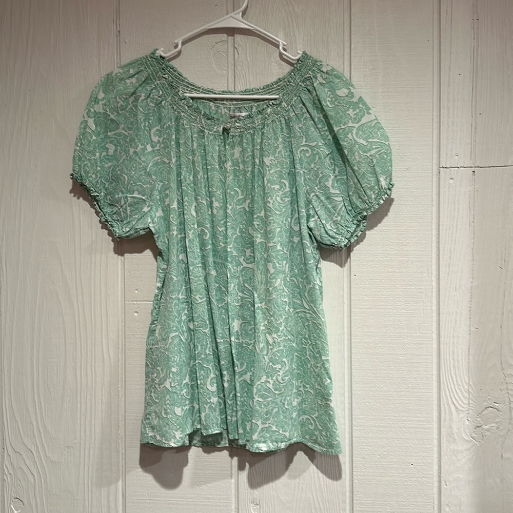 Croft & Barrow Mint Green/White Paisley Print Blouse